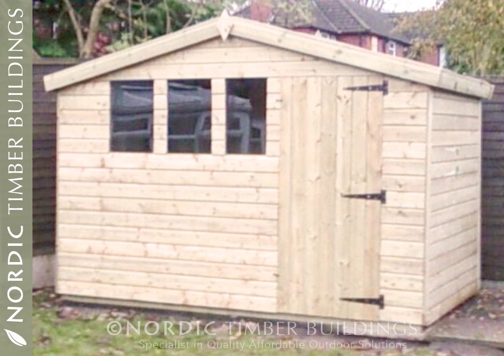 Malvern 22ft x 10ft Heavy Duty 19mm t&g Tanalised Pent Workshop\Shed 